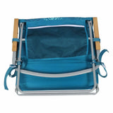 Waters Edge Foldable Beach Lounger Chair Bamboo Armrests Portable folding Sunbed- Blue