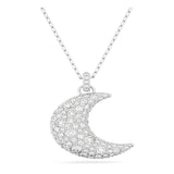 SWAROVSKI Luna Pendant, Moon, White, Rhodium Finish, One Size, Brass, Cubic Zirconia-5666181