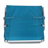 Waters Edge Foldable Beach Lounger Chair Bamboo Armrests Portable folding Sunbed- Blue