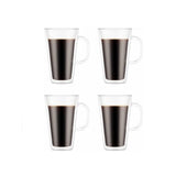 Bodum Canteen Double Wall Mugs, 4-piece Set (13.5 oz, double wall glass, clear)