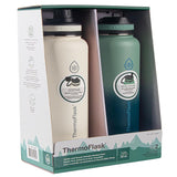 Thermoflask 40oz Stainless Steel Insulated Water Bottles with Straw and Spout Lids, 2-pack