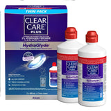 Clear Care Plus With HydraGlyde, Cleaning And Disinfecting Solution 3% Hydrogen Peroxide For All Soft And RGP Contact Lenses - 480ml Pack Of 2 With 2 Lens Cases