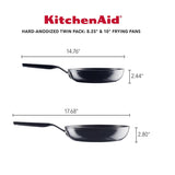 KitchenAid Hard Anodized Nonstick Frying Pans/Skillet Set, 8.25 Inch and 10 Inch, Onyx Black