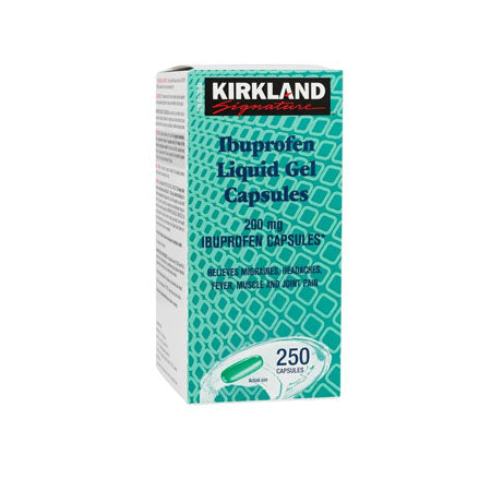 Kirkland Signature Ibuprofen 200mg - 250 Capsules (Relieves Headaches, Fever, Muscle And Joint Pain)