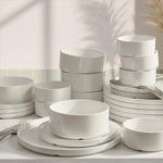 Safdie & Co. Cindy Porcelain Dinnerware Set (24 Piece) Dinner Plates, Side Plates, Bowls, Fruit Bowls - White