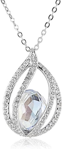 Swarovski Rhodium-Plated Pendant: Crystal Moonlight, Clear Pavé, 14 7/8" Chain