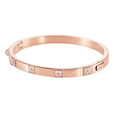 Swarovski's Tactic Collection: Rose Gold Bangle with White Crystals - Shoppers-kart.com