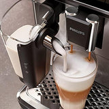 PHILIPS Bean-to-Cup Espresso Machine - LatteGo Milk Frother, 8 Coffee Variaties, Intuitive Display, Black (EP4346/70)