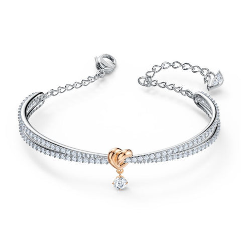 Swarovski Lifelong Heart Bangle – White Stones & Rose Gold-Tone