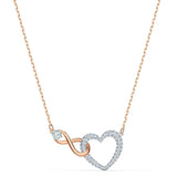 Swarovski Infinity Heart Necklace – White Crystal & Rose Gold