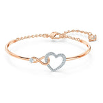 Swarovski Infinity Heart Bangle White, Mixed metal finish