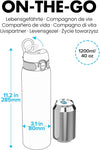 Ion8 Leak Proof 1 Litre Sports Water Bottle, Stainless Steel, 1200 ml (40oz)