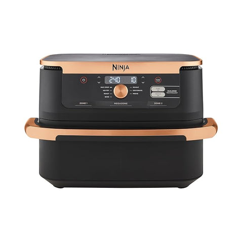 Ninja Foodi FlexDrawer Air Fryer AF500UKCP, 10.4L Capacity, Black & Copper, 7-in-1 Versatile Cooking Functions, Energy Efficient & Easy Cleanup