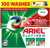 Ariel Platinum Washing Pods 100 Washes 2320G +Extra Stain Removal On top - Shoppers-kart.com