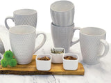 Mikasa Gourmet Basics Stoneware Mugs Pack Of 6 With Assorted Embossed Patterns (White)