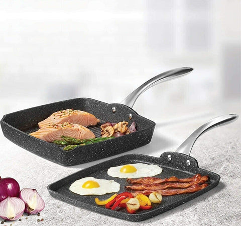 Starfrit The Rock Grilling Pan And Griddle Pan Set Black 54cm