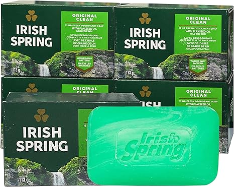 Irish Spring Deodorant Soap Original 113g (Pack of 5).