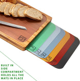 Seville Classics Easy-to-Clean Bamboo Cutting Board and 7 Color-Coded Flexible Cutting Mats with Food Icons Set