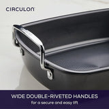 Circulon Ultra Lasting Nonstick Roaster/Roasting Pan with Easy Serve Rack, 17 Inch x 13 Inch, Black