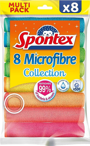 Spontex Microfibre Multi-Purpose Cloths - Pack of 8 x 3