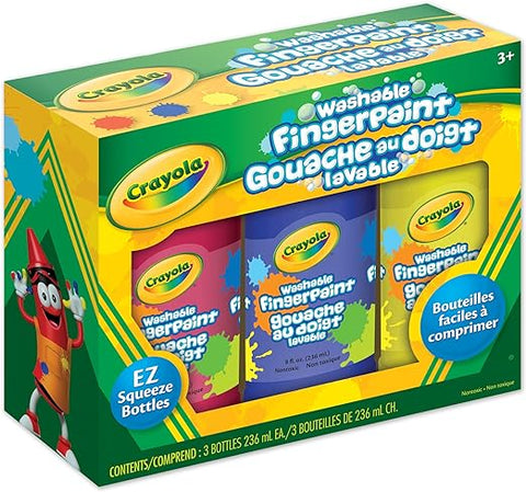 Crayola 3 Piece Washable Finger Paint For Fun Activities in Red, Blue and Yellow Colors 3x236ml