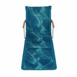 Waters Edge Foldable Beach Lounger Chair Bamboo Armrests Portable folding Sunbed- Blue