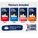 Felix As Good As It Looks Cat Food in Jelly Variety Pack – Beef, Tuna, Salmon & Chicken, 38 Pouches x 85g Available