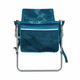 Waters Edge Foldable Beach Lounger Chair Bamboo Armrests Portable folding Sunbed- Blue