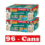 Purina Friskies Tuna Flavour Cat Food - 4 Flavors, 100% Balanced Nutrition - Pack of 2 (96 Cans)
