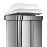 simplehuman Rectangular 58L Dual Compartment Step Trash Can with Plastic Lid Brushed Stainless Steel