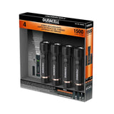 Duracell Durabeam Ultra Hybrid LED Flashlights,1500 Lumens, Rechargeable 3.7V/1800mAh battery or Duracell AAA - Pack Of 4, Built-In USB C Port