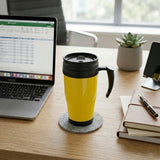 Thermo Travel Mug 400ml – Double Wall Insulated Travel Mug With Screw-On Lid & Slide Seal - Yellow