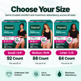 Depend Fresh Protection Women’s Incontinence Underwear, Maximum Absorbency, Underwear-Like Comfort, Up to Zero Odor, Disposable Protective Underwear
