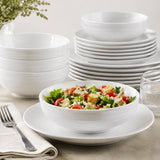 Mikasa Swirl Porcelain Dinnerware Set, 24 Piece, Elegant White Tableware Set