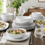 Mikasa Swirl Porcelain Dinnerware Set, 24 Piece, Elegant White Tableware Set