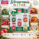 Yankee Candle Car Jar Ultimate Air Freshener Multipack, 5 Count, Balsam & Cedar, Spiced Pumpkin, Sparkling Cinnamon, Macintosh & Christmas Cookie, Up to 30 Days of Fragrance Each