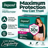 Depend Fresh Protection Women’s Incontinence Underwear, Maximum Absorbency, Underwear-Like Comfort, Up to Zero Odor, Disposable Protective Underwear