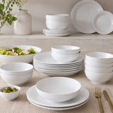 Mikasa Swirl Porcelain Dinnerware Set, 24 Piece, Elegant White Tableware Set