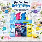 Febreze Air Freshener Spray, 4 Pack Variety Set, 230g Each, Linen & Sky, Cherry Blossom, Ocean Luxe, Fresh Lemon Kitchen