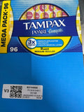 Tampax Compak Pearl Regular Tampons with Applicator, Pack of 96 - Shoppers-kart.com