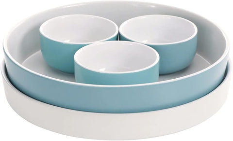 Laurie Gates California Designs Serve Set 5 Pieces White and Light Blue