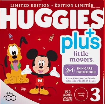 Huggies 192-Piece Little Snugglers Plus Little Movers 2 in 1 Skin Protect Limited Edition Diapers Size 3