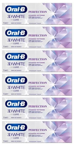 Oral B 3D White Luxe Perfection Toothpaste Whitening Enamel Protect 6 x 75ml