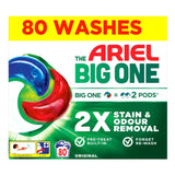 Ariel The Big One Laundry Liquid Pods Original, 2X Stain And Odour Removal, Pre-Treat Built-In, Forget Re-Wash