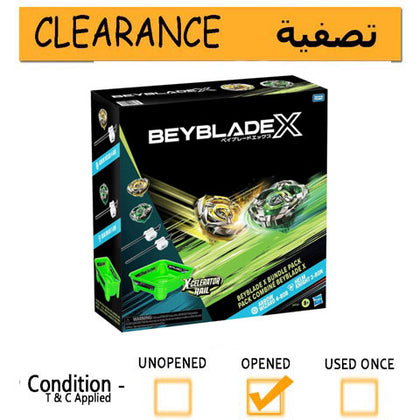 Hasbro Takara Tomy Beyblade X Bundle Pack With Beyblade X Tops & Beyblade X Beystadium - Arrow Wizard 4-80B & Helm Knight 3-80N-- CLEARANCE
