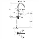 GROHE Feel Chrome-Plated Kitchen Side Lever Tap, Comes With 1/2" BSP Female Flexible Braided Hose And Instruction Manual - 31853000