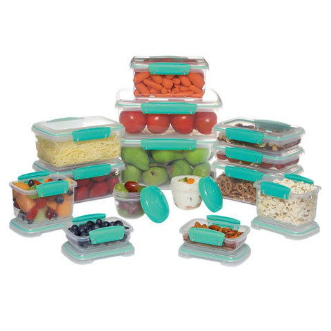 Sistema 28 Piece Food Storage Container Set - BPA Free, Flexible Seal & Easy Locking Clips - Teal