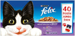 Felix As Good As It Looks Mixed Selection In Jelly Cat Food, 40 Pouch Jumbo Pack with Salmon, Chicken, Beef and Tuna 40 x100g