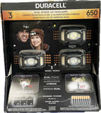 Duracell 650 Lumen Dual Power Headlamp Pack Of 3