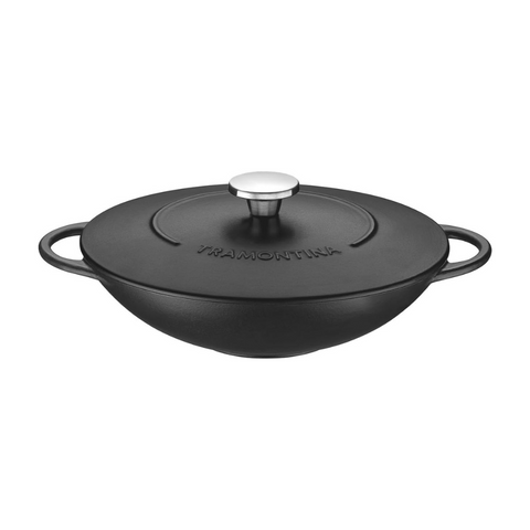 Tramontina Trento 32cm 5L Black Enameled Cast Iron Wok